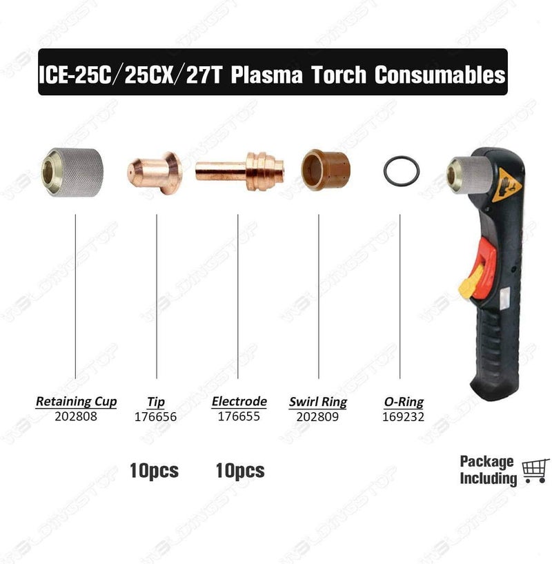 WeldingStop 176655 176656 Kit for Miller Spectrum 375 X-treme Plasma Cutter ICE-25C ICE-27C Torch WS OEMed consumables (NOT Spectrum 375 X-treme Cutter with XT30 torch) - Image 2